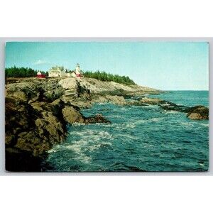 Postcard Maine Bristol Pemaquid Lighthouse on Rockbound Coast c1950s ME Unposted